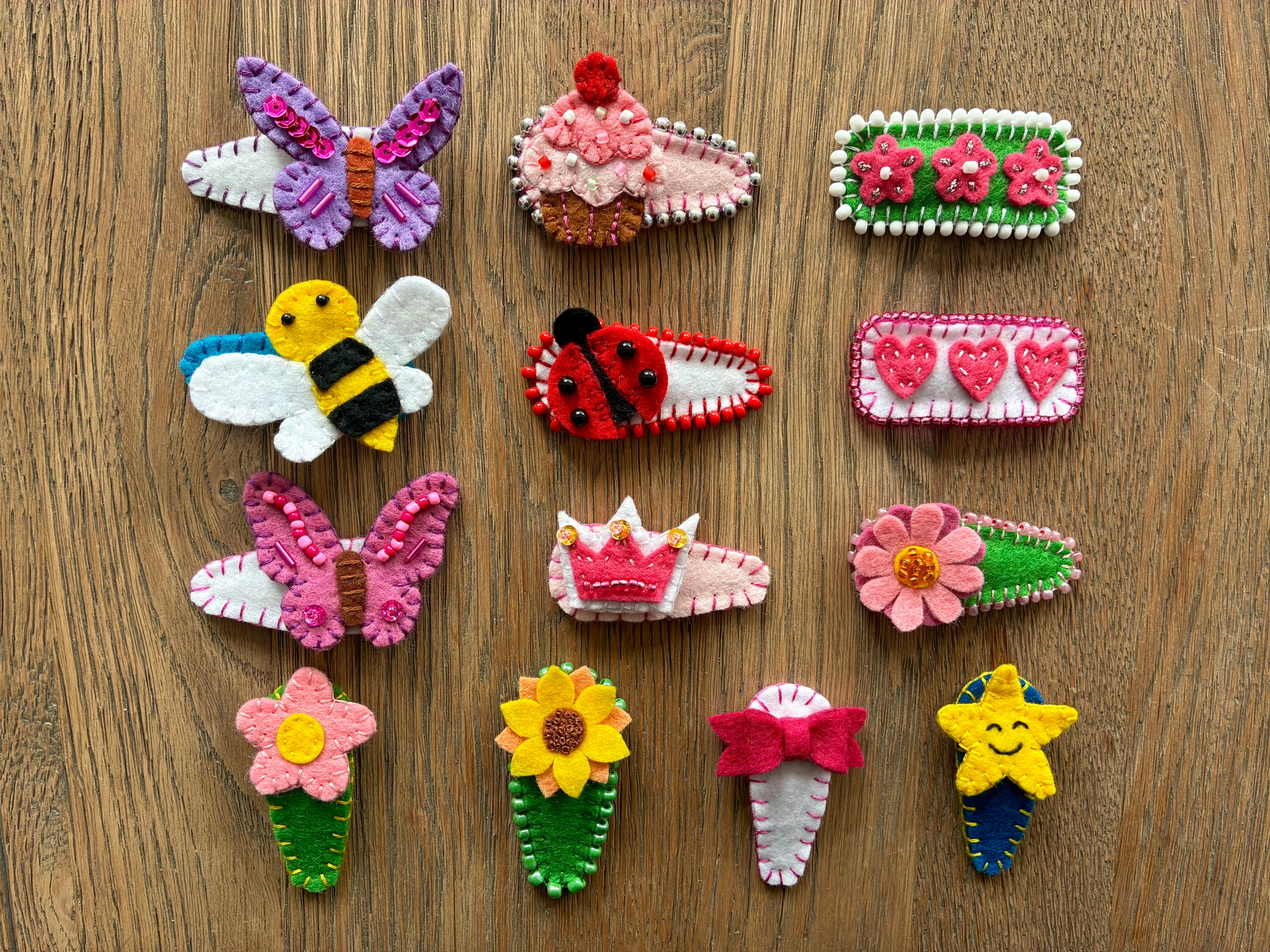 Felt Hair Clip Pattern Pack – 13 Designs (PDF)