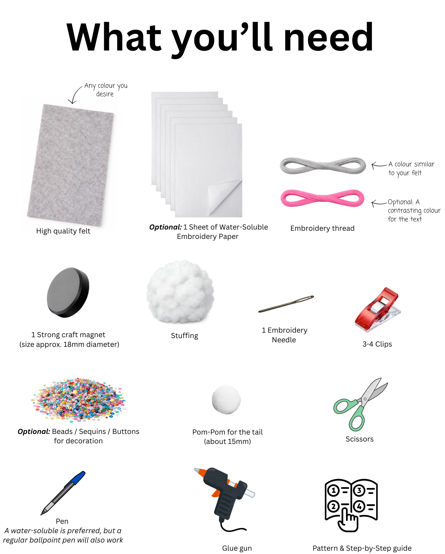 Personalised Felt Bunny Magnet – Digital Sewing Pattern (PDF)