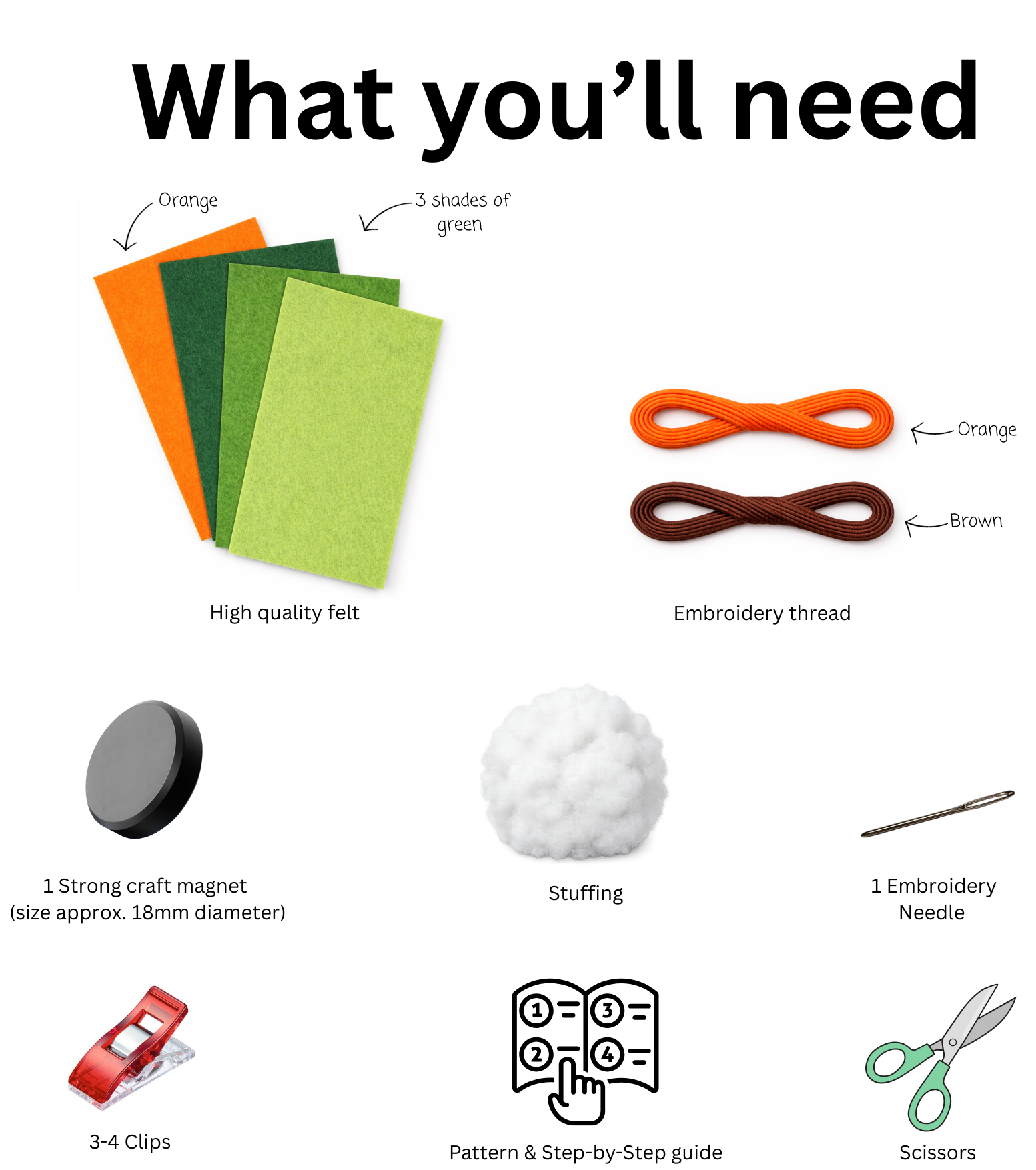 Felt Carrot Magnet Pattern – Digital Sewing Pattern (PDF)