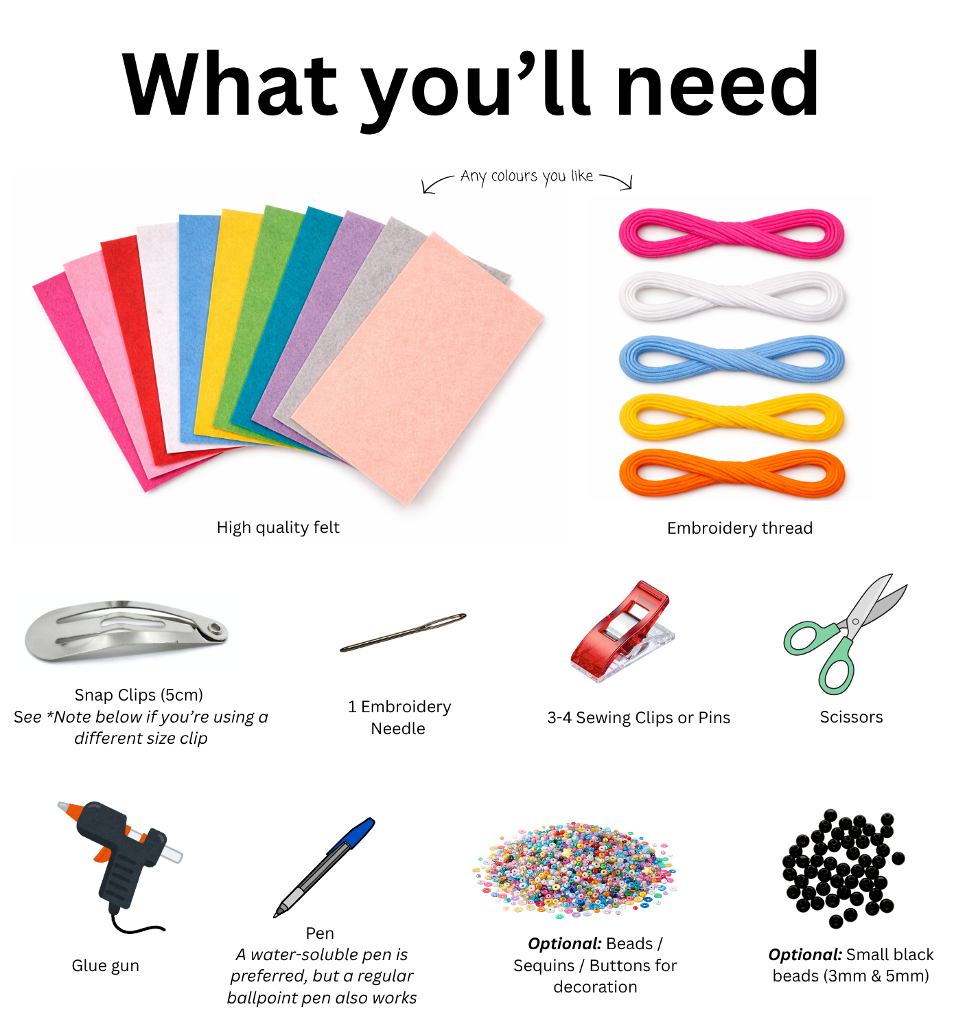 Felt Hair Clip Pattern Pack – 13 Designs (PDF)