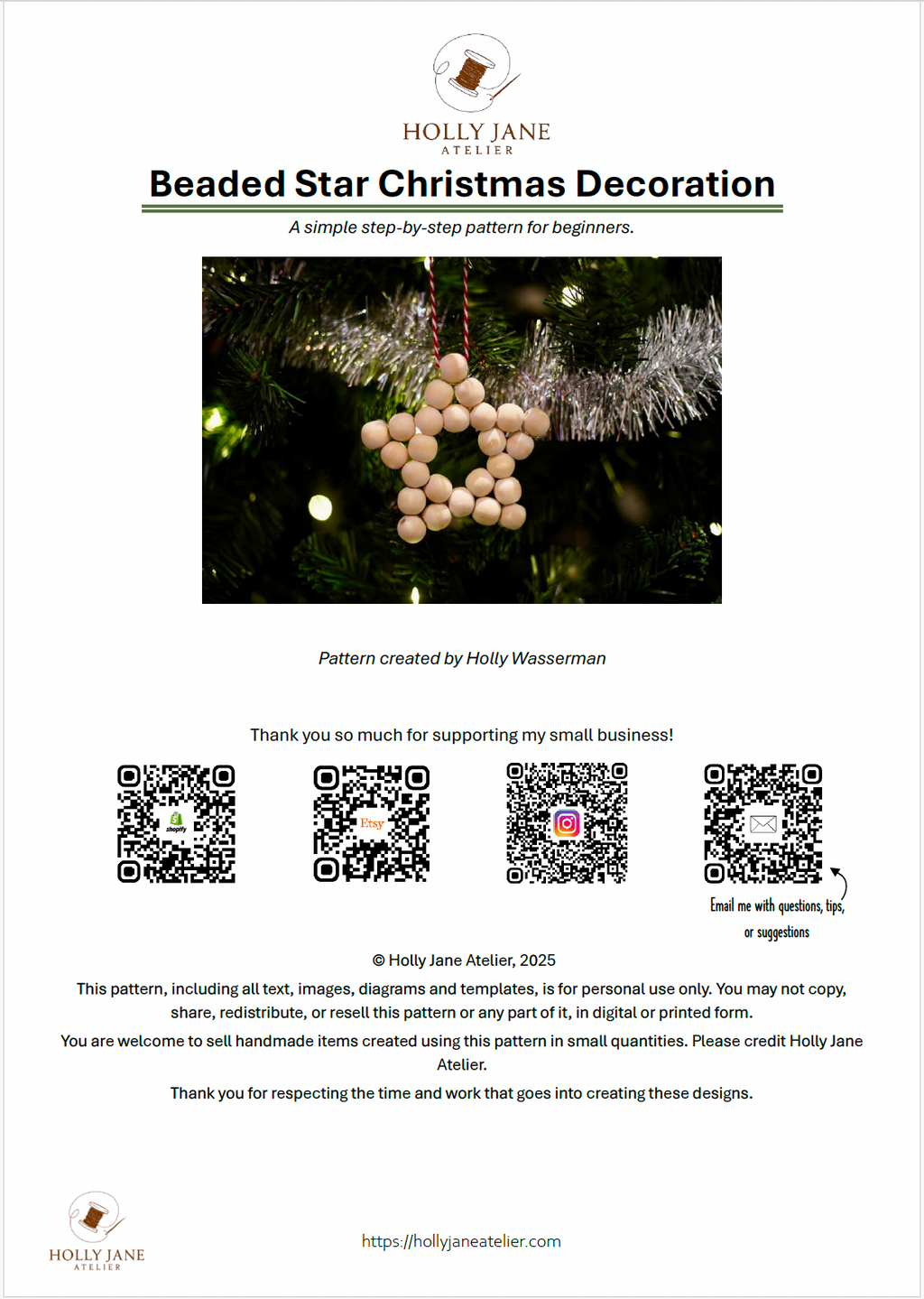 Beaded Star Decoration - Digital Pattern (PDF)
