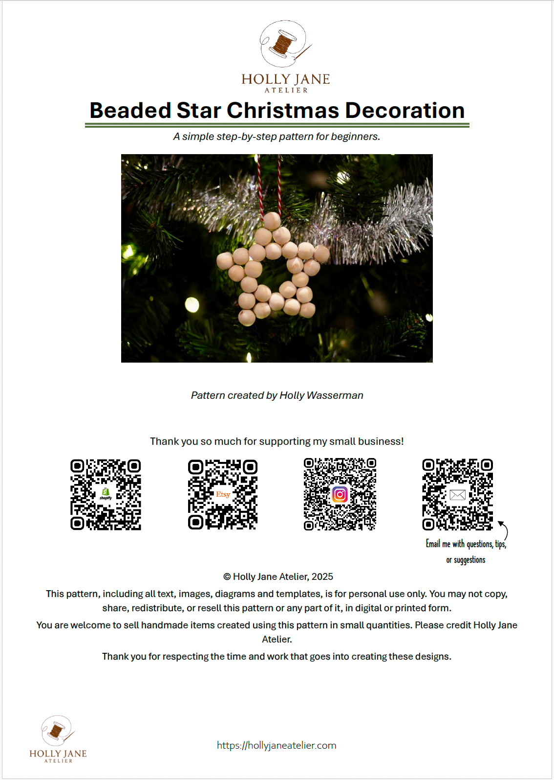 Beaded Star Decoration - Digital Pattern (PDF)